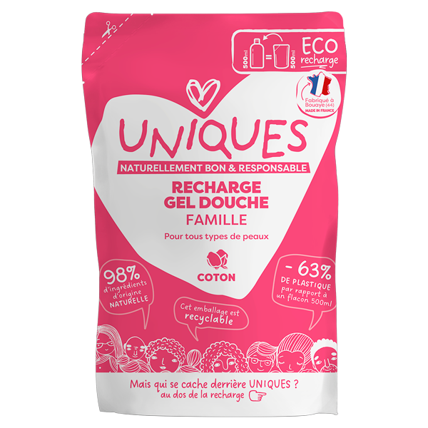 Recharge gel douche UNIQUES parfum Coton