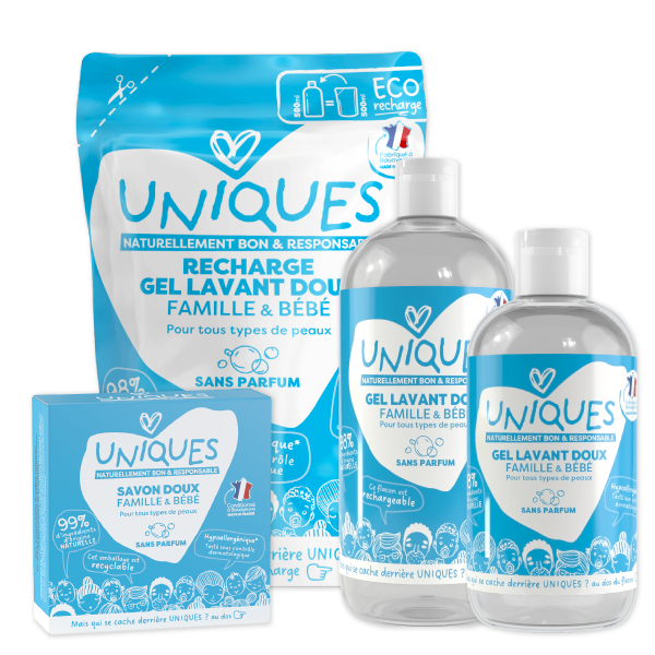 Produits hygiène sans parfum UNIQUES