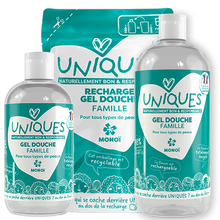 Gels douche UNIQUES parfum Monoï